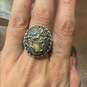 Sterling yellow jasper ring